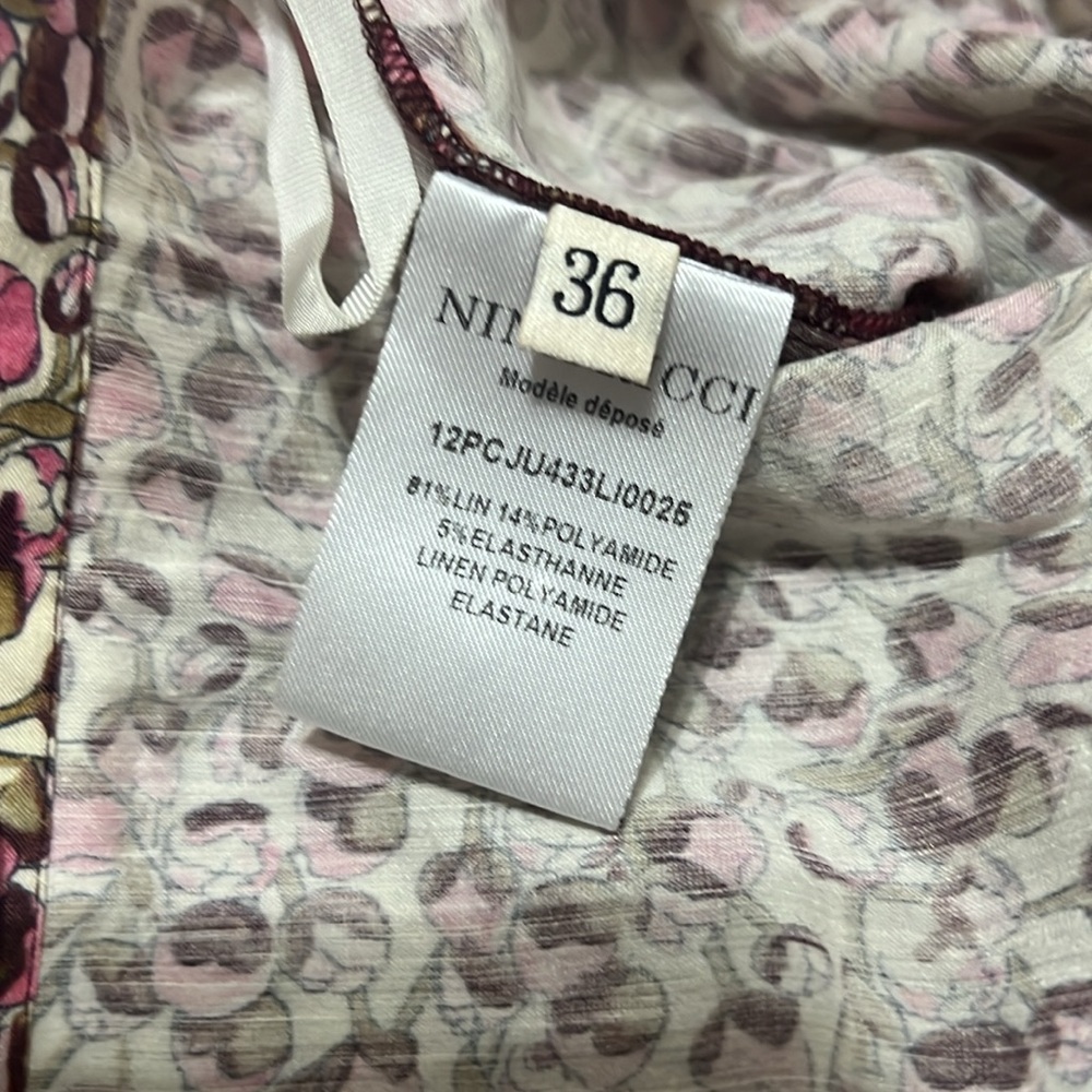 NINA RICCI • Paris• Pink Poppy Floral Linen Skirt 36| 4 Made in France - Picture 12 of 16